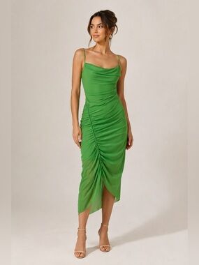 ALL SAINTS Ulla Square Neck Draped Midi Dress